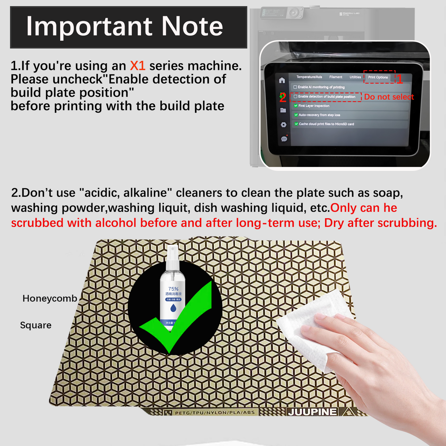 PEI Honeycomb Build Plate for Bambu Lab P2S/A1/X1/X1C/P1P/P1S