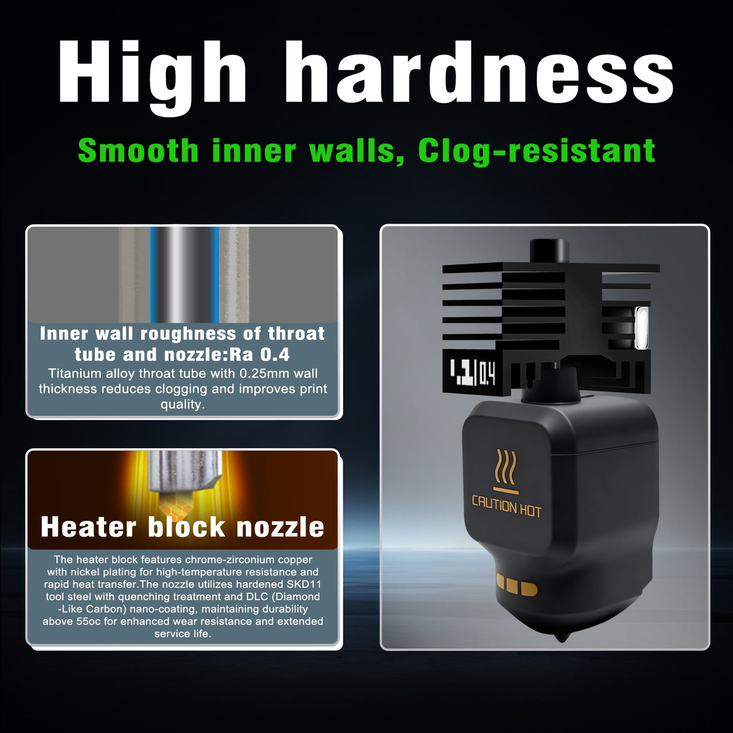 High Hardness&Precision Hotend for Bambu Lab P2S/H2D/H2S/H2C 3d Printer