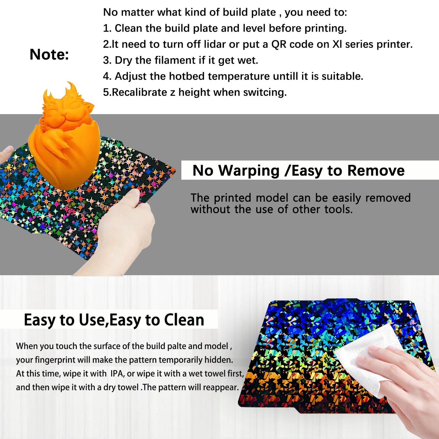 Upgraded Flake+Galaxy H1H Build Plate for Bambu Lab A1 X1 X1C X1E P1P P1S P2S