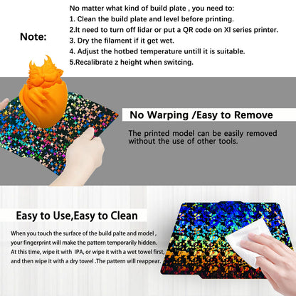 Upgraded Flake+Galaxy H1H Build Plate for Bambu Lab A1 X1 X1C X1E P1P P1S P2S