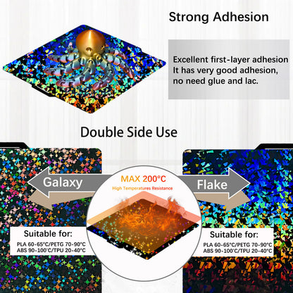 Upgraded Flake+Galaxy H1H Build Plate for Bambu Lab A1 X1 X1C X1E P1P P1S P2S