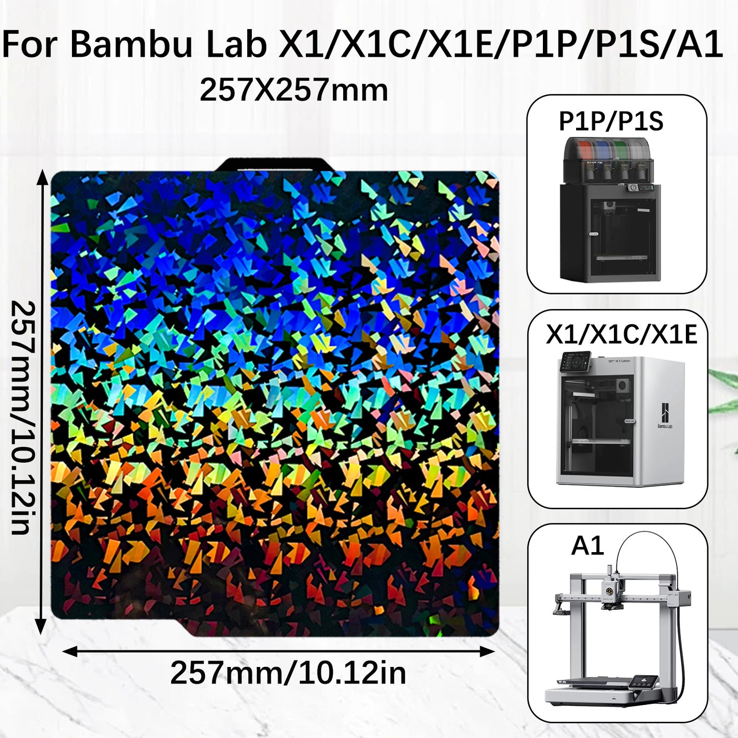 Upgraded Flake+Galaxy H1H Build Plate for Bambu Lab A1 X1 X1C X1E P1P P1S P2S