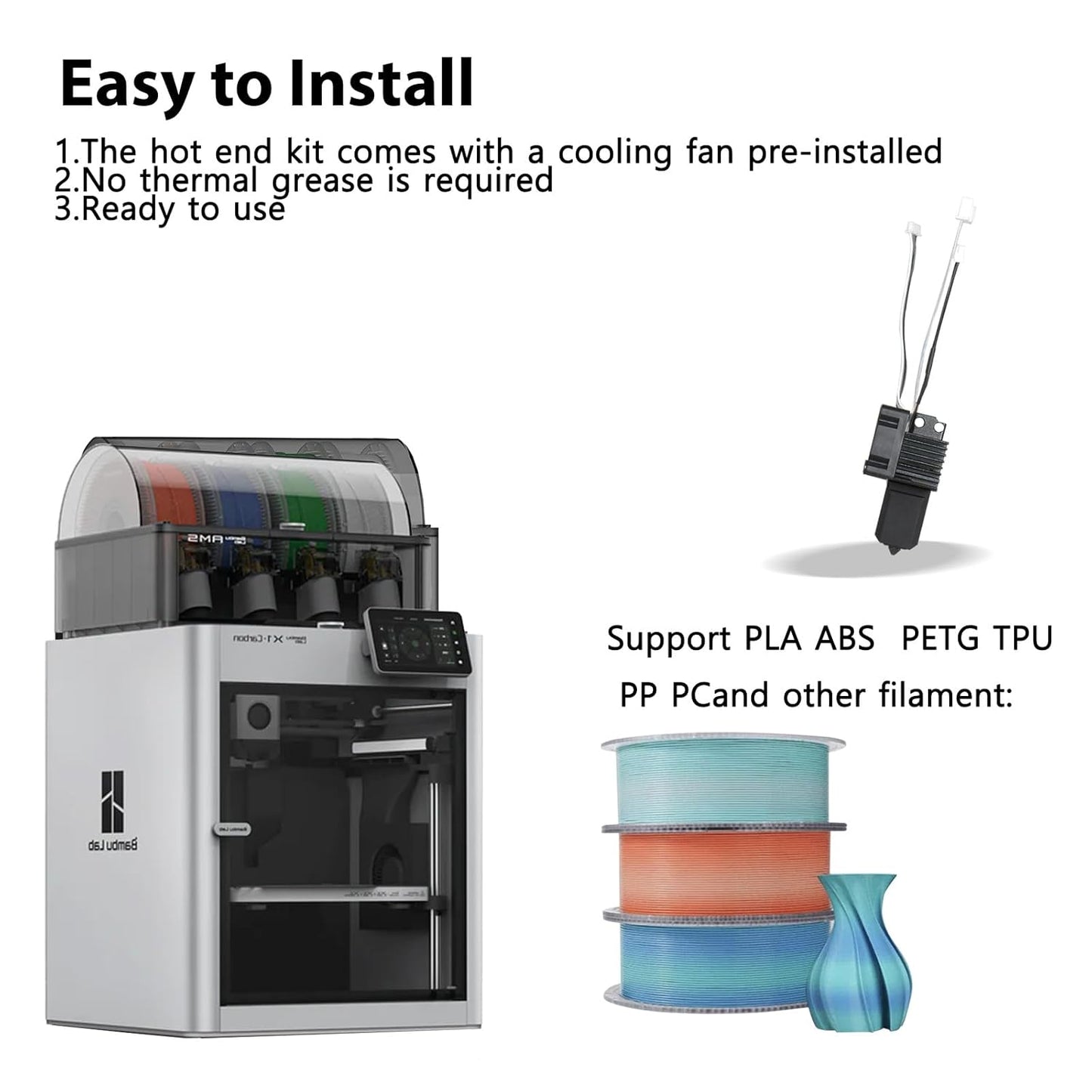 All-in-one Fully Assembled Hotend with Fan for Bambu Lab X1 Series