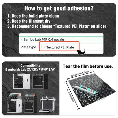 PEO PET Build Plate for Bambu Lab P2S/X1/X1C/X1E/P1P/P1S/A1 3d Printer