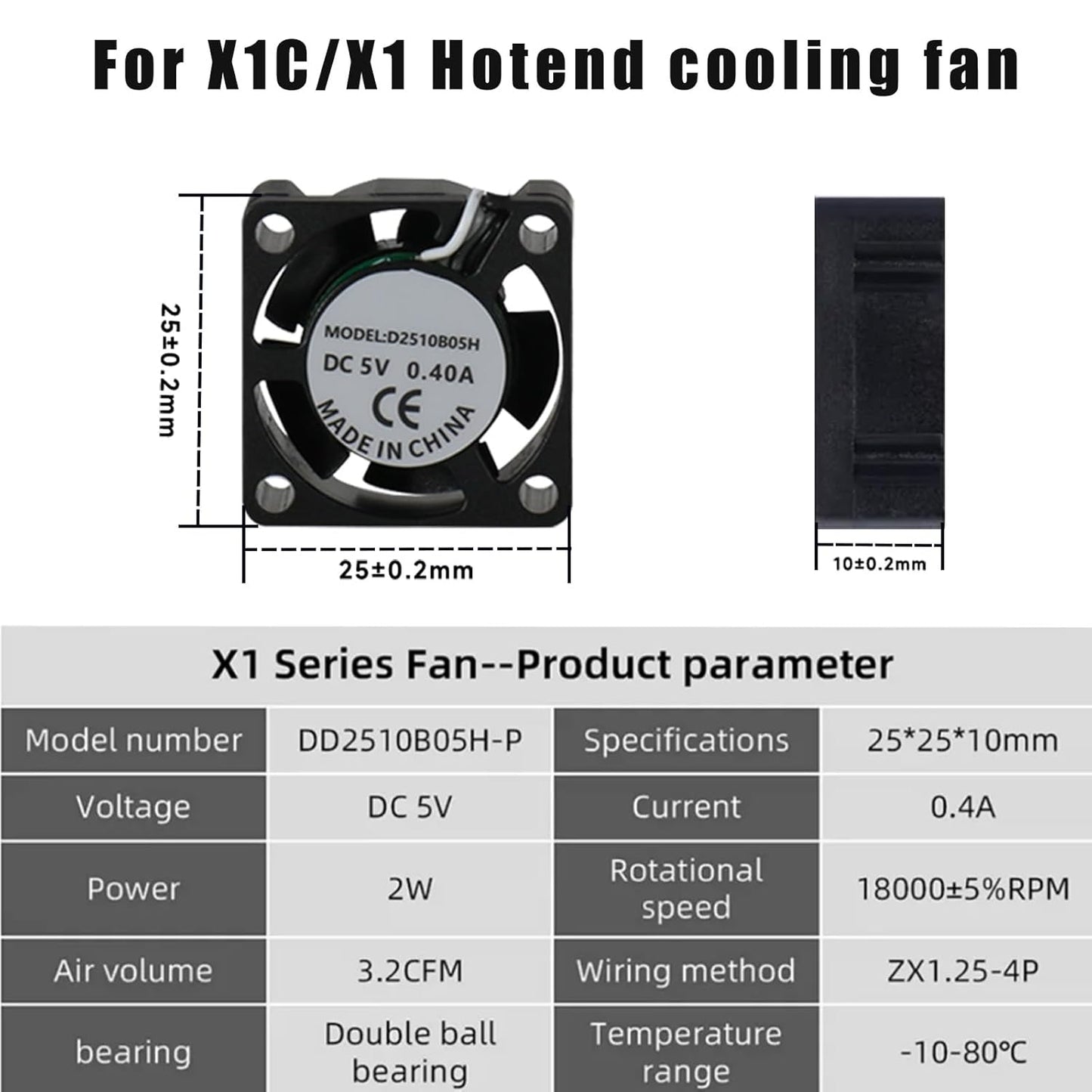 All-in-one Fully Assembled Hotend with Fan for Bambu Lab X1 Series