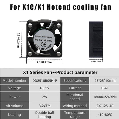 All-in-one Fully Assembled Hotend with Fan for Bambu Lab X1 Series