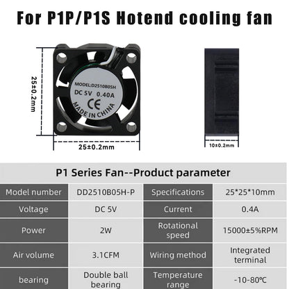 All-in-one Fully Assembled Hotend with Cooling Fan for Bambu Lab P1 Series