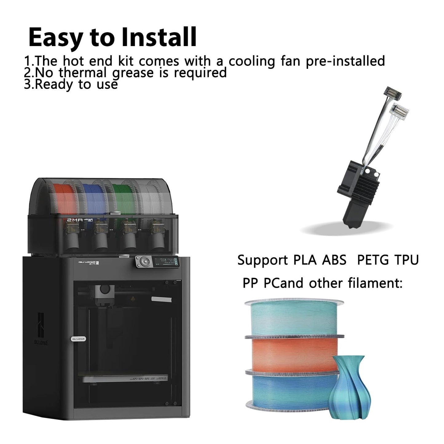 All-in-one Fully Assembled Hotend with Cooling Fan for Bambu Lab P1 Series