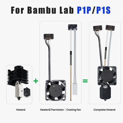 All-in-one Fully Assembled Hotend with Cooling Fan for Bambu Lab P1 Series