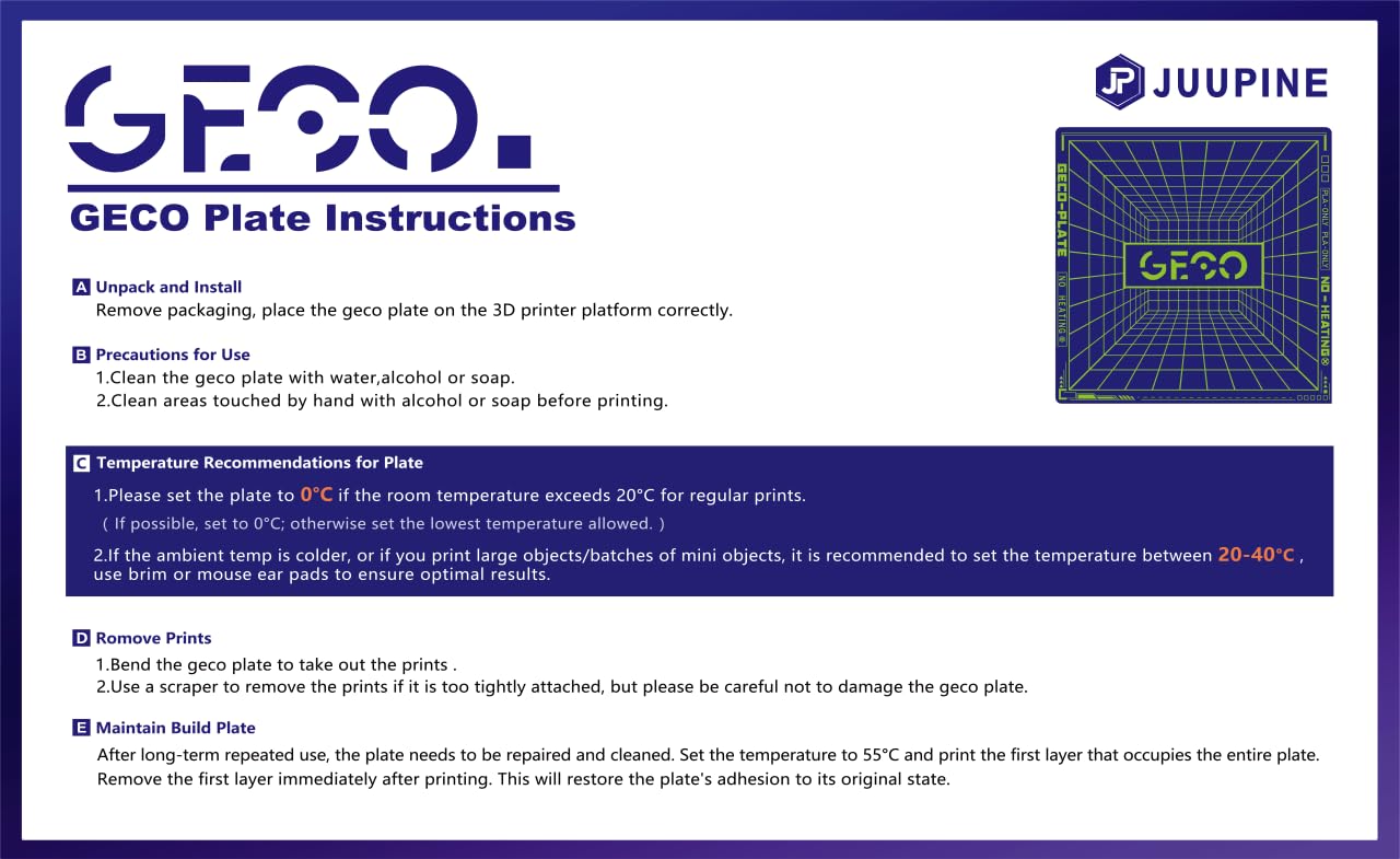 Geco PLA Plate No Heating for Bambu Lab A1 Mini 184x184MM