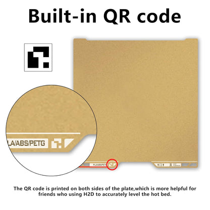 Textured PEI Build Plate with QR Code for Bambu Lab H2D/H2S 355X346 MM