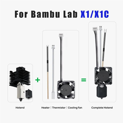 All-in-one Fully Assembled Hotend with Fan for Bambu Lab X1 Series