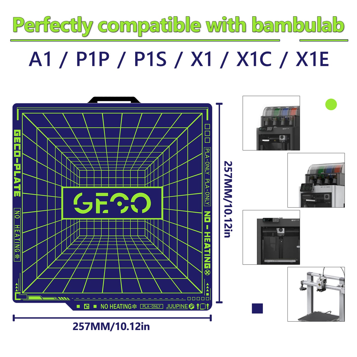 Geco PLA Plate No Heating for  Bambu Lab P2S/A1/X1/X1C/P1P/P1S