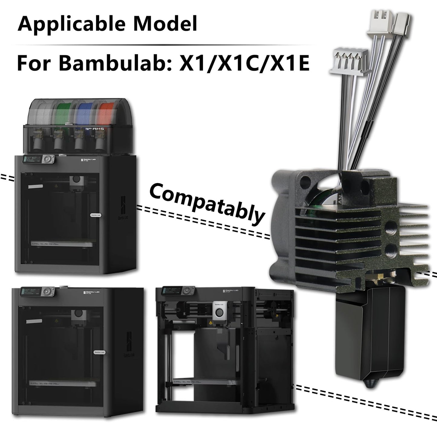 Complete Hotend Assembly with Nozzle Kit for Bambu Lab X1/X1C