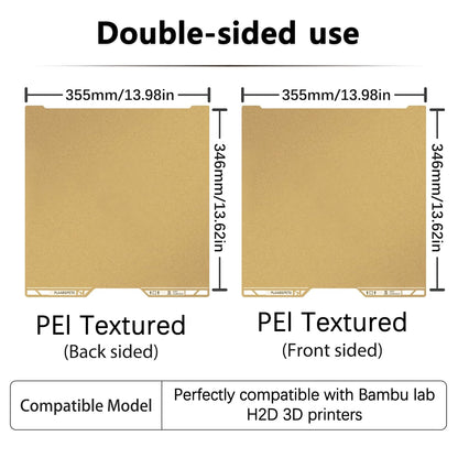 Textured PEI Build Plate with QR Code for Bambu Lab H2D/H2S 355X346 MM