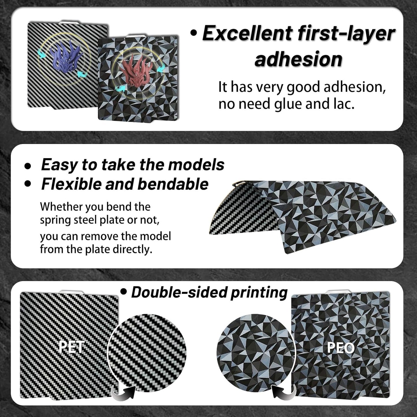 PEO PET Build Plate for Bambu Lab P2S/X1/X1C/X1E/P1P/P1S/A1 3d Printer