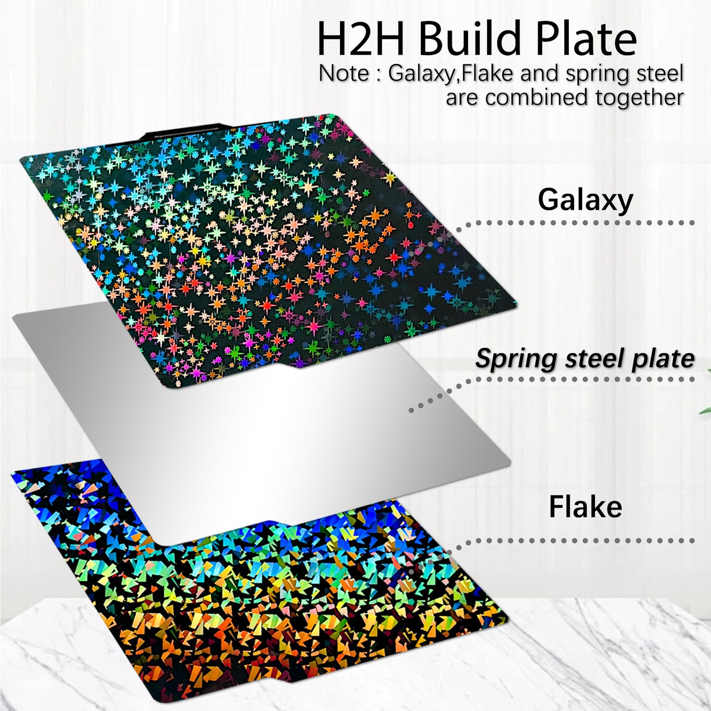 Upgraded Flake+Galaxy H1H Build Plate for Bambu Lab A1 X1 X1C X1E P1P P1S P2S