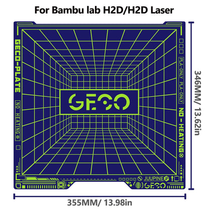 Geco PLA Plate No Heating for Bambu Lab H2D/H2S 355x346 MM
