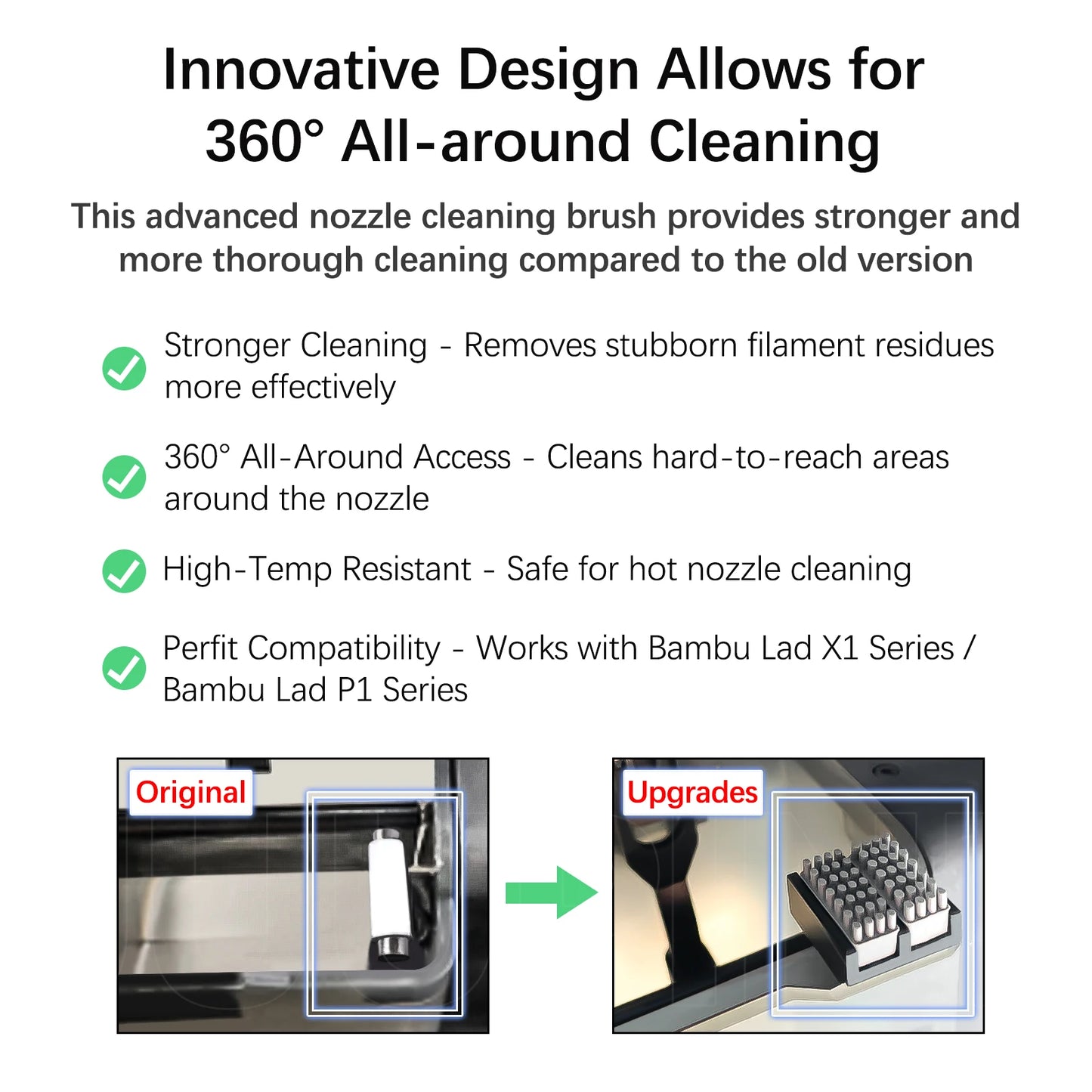 For Bambu Lab X1 X1C P1P P1S Nozzle Wipe Silicone Brush