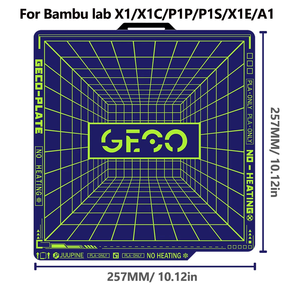 Geco PLA Plate No Heating for Bambu Lab H2D/H2S 355x346 MM