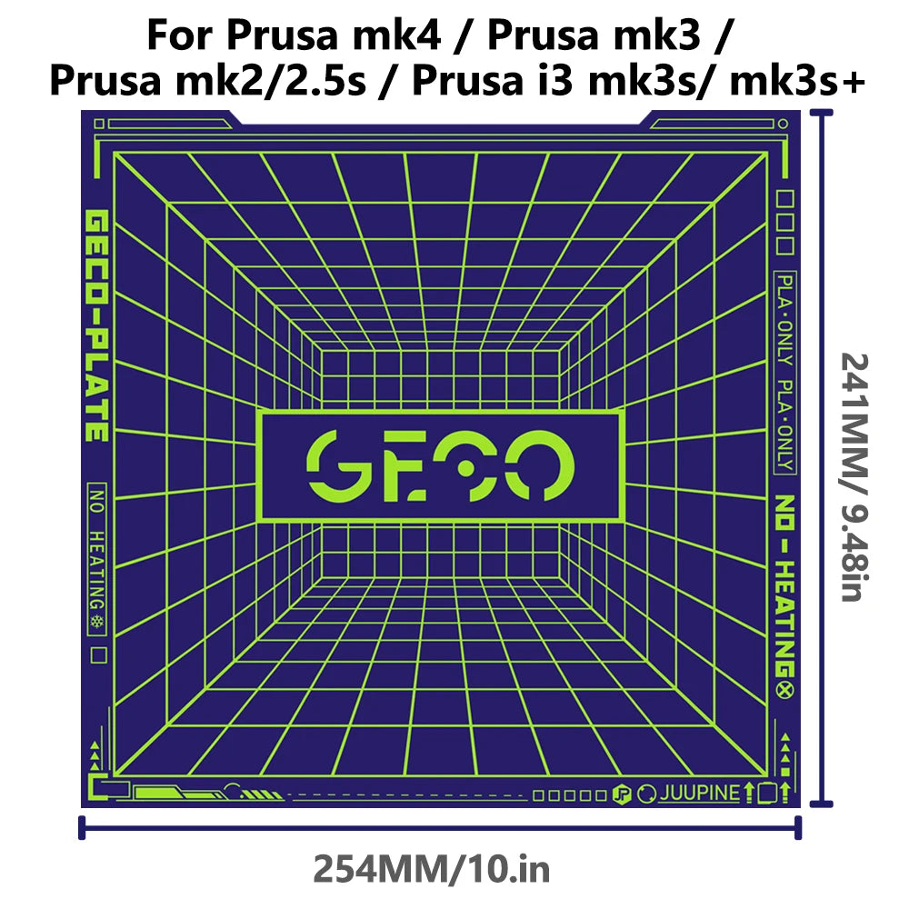 Geco PLA Plate No Heating for Bambu Lab H2D/H2S 355x346 MM