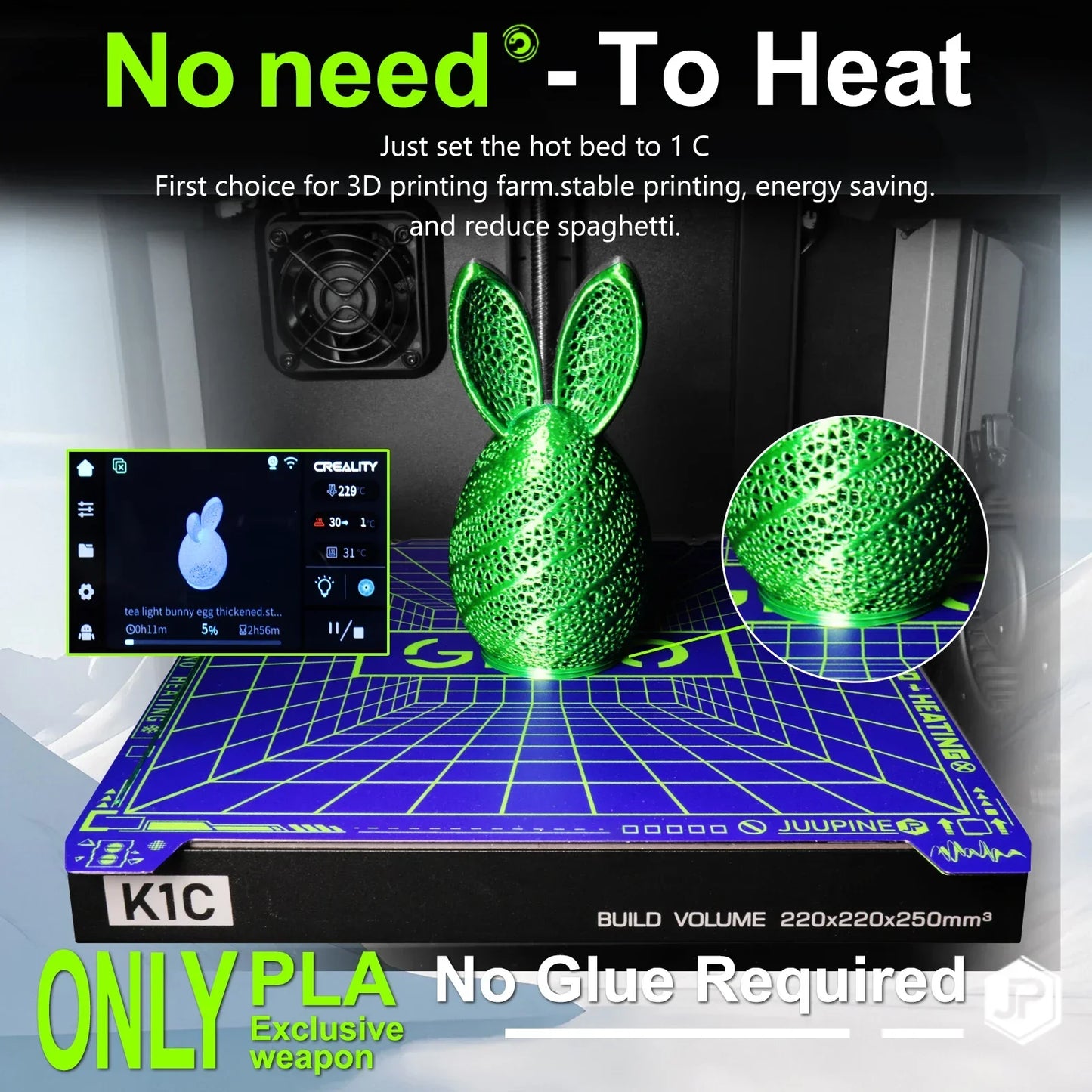 Geco PLA Plate No Heating for Creality K2 Plus 370x370MM