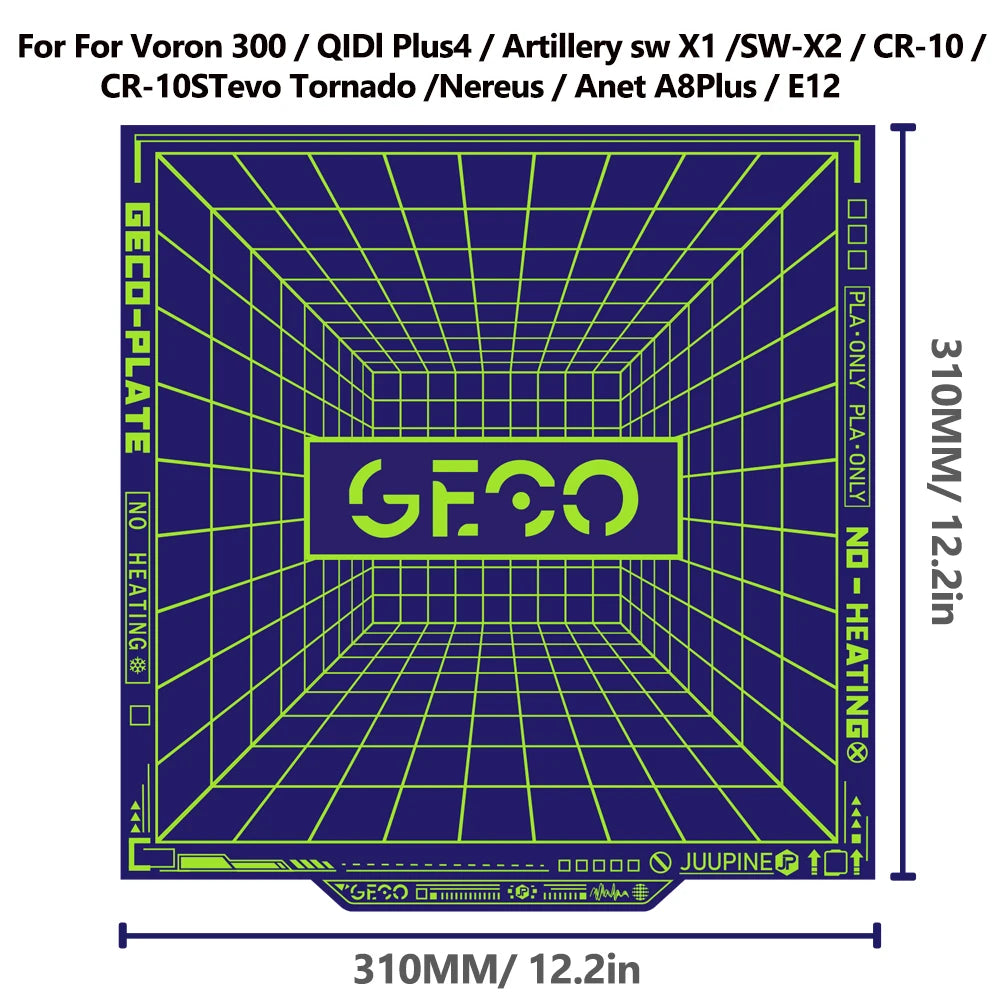 Geco PLA Plate No Heating for Bambu Lab H2D/H2S 355x346 MM