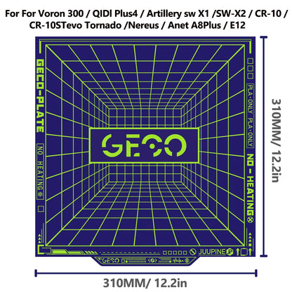 Geco PLA Plate No Heating for Bambu Lab H2D/H2S 355x346 MM