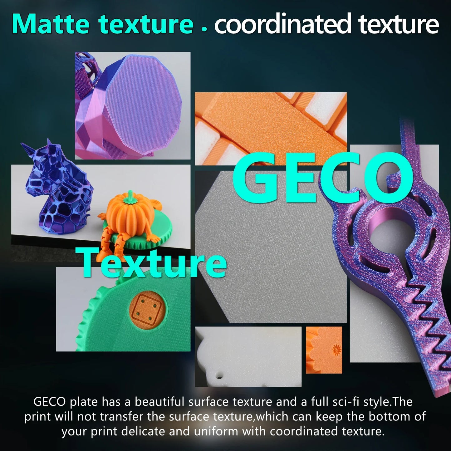 Geco PLA Plate No Heating for Bambu Lab H2D/H2S 355x346 MM