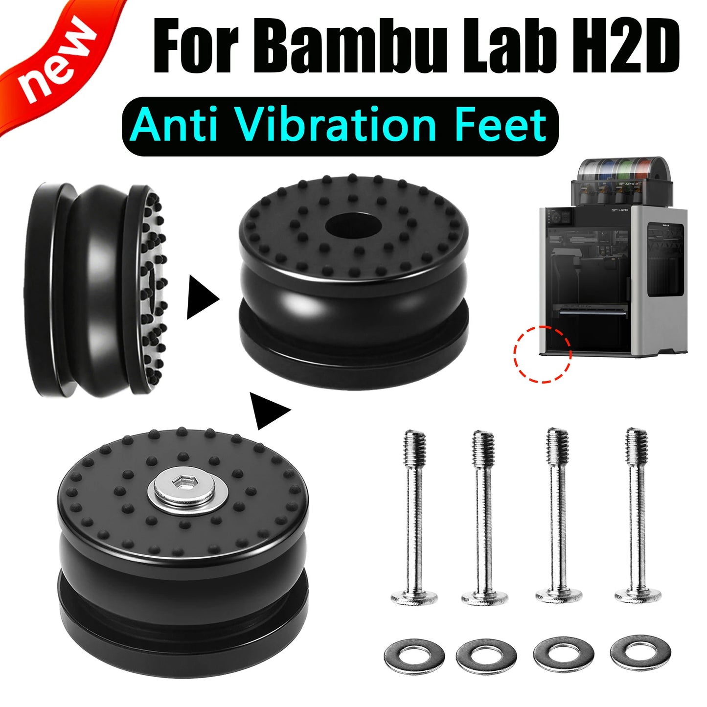 Anti Vibration Feet for Bambu Lab H2D