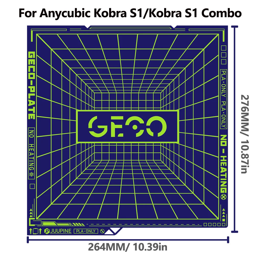 Geco PLA Plate No Heating for Bambu Lab H2D/H2S 355x346 MM