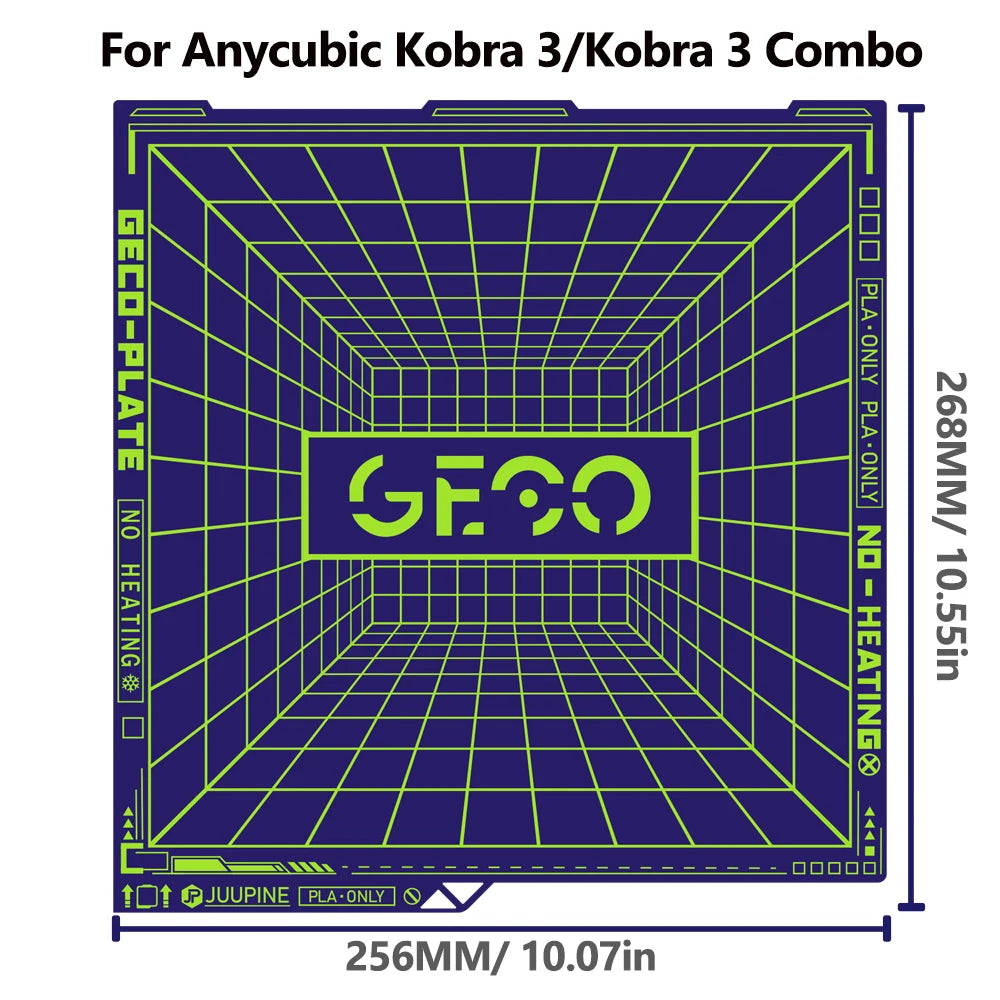 Geco PLA Plate No Heating for Bambu Lab H2D/H2S 355x346 MM