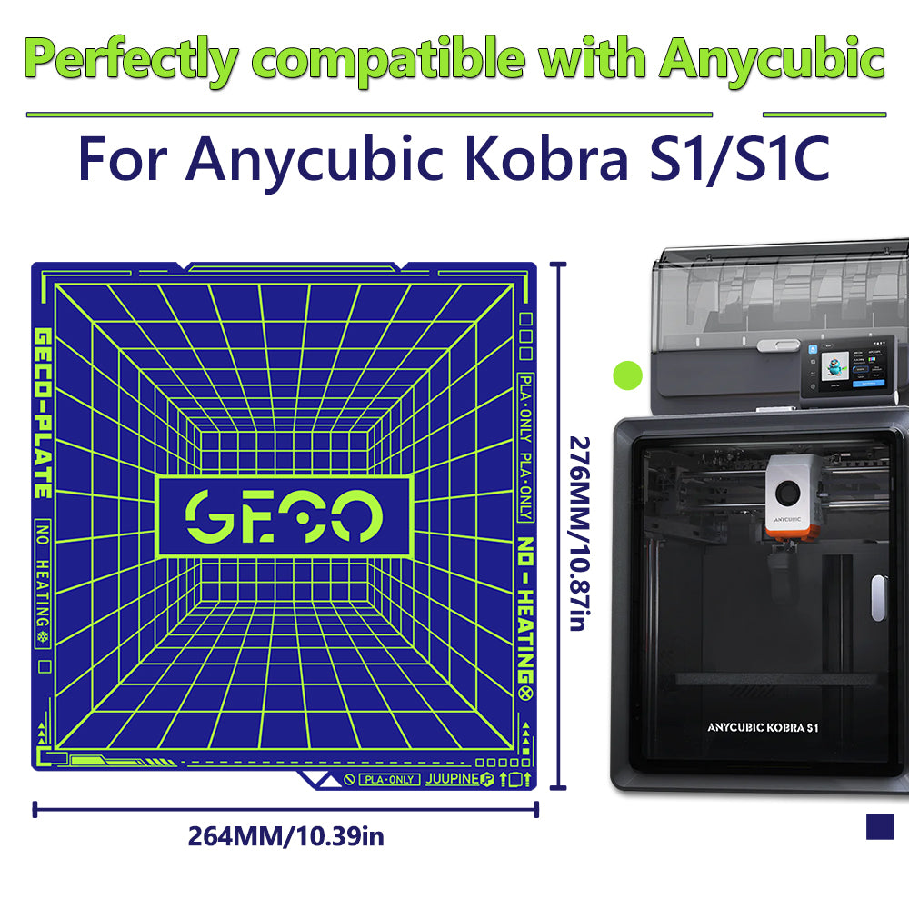 Geco PLA Plate No Heating for Anycubic Kobra S1 264x276MM